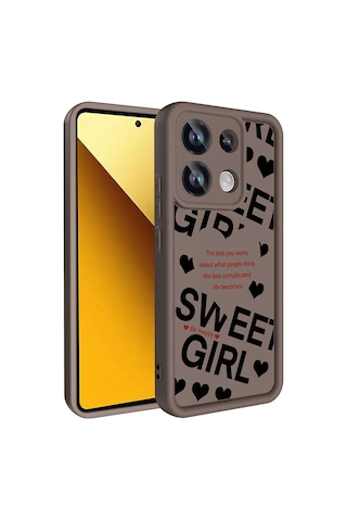 Xiaomi Redmi Note 13 Pro 4g Kılıf Kamera Korumalı Baskılı Arka Yüzey Zore Klas Kapak Koyu Kahve