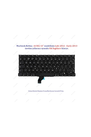 Apple Uyumlu MacBook Klavye Pro A1502 İle Tuş Takımı Uk ingilizce Düzen