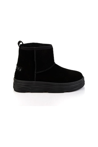 Bambi Siyah Hakiki Deri Kadın Bot & Bootie K02748100602 Siyah