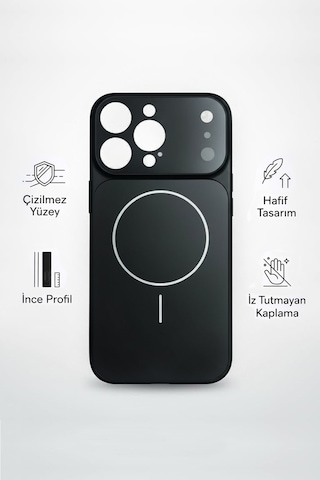 İphone 17 Pro Max Uyumlu Kamera Korumalı Magsafe Wireless Şarj Özellikli Full Glass Arka Kapak