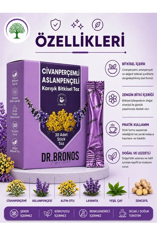 Çareburada Dr. Bronos Civan Perçemli, Aslan Pençeli Karışık Bitkisel Toz 30 Stick