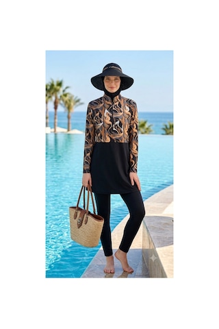 Trendol Fashion Life Desenli Haşama Takımı / Deniz/havuz/ Renkli Haşama Siyah Siyah