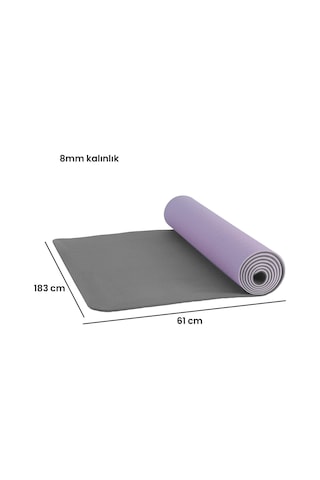 Yumuşak Ve Kaymaz Yüzeyli Yoga & Pilates Matı - 8mm Kalınlık, Hafif Ve Taşınabilir Spor Matı Mor