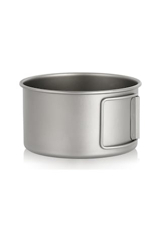 Pazly Lixada Titanyum Kase, Katlanabilir Kulplu, Kamp & Dağ Yürüyüşü Yemek Kabı Metalik METALİK