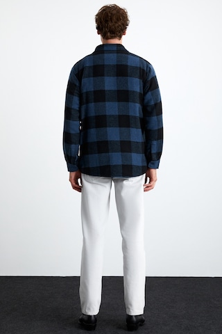 Wıldy  Erkek Pamuk-polyester Gömlek Yaka Relaxed Oduncu Mavi Gömlek