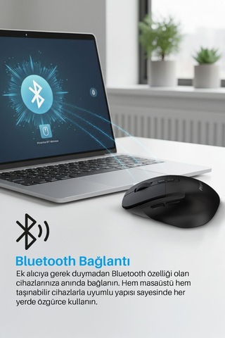 7658 Sessiz Tuşlu Kablosuz Mouse / Bluetooth + 2.4ghz Usb / Dpı 800-1200-1600 / 7 Tuşlu 7658