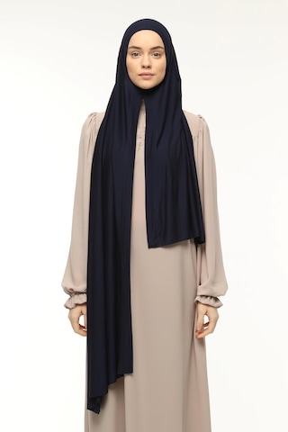 Hazır Pratik Geçmeli Lüks Düz Penye Şal Çapraz Hizalı Lacivert