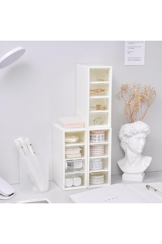 Masaüstü Kozmetik Saklama Kutusu 4 Çekmece Üniteleri Konteyner Kasa Küçük Organizatör Kutusu Diğer