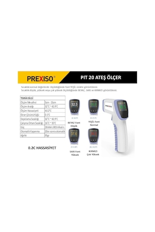 Prexiso PIT20 Infrared Alından Temassız Termometre Ateş Ölçer