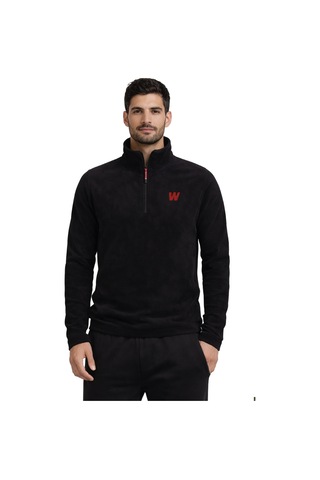 Walke Premium Erkek Yarım Fermuarlı Outdoor Spor Polar Ceket Siyah
