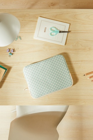 Ocean Home Textile Su İtici Leke Tutmaz Mint Dama Desen Tablet Taşıma Çantası / Kılıfı 27 X 21 X 2 Cm Tablet Kılıfı