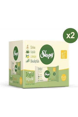 Sleepy Doğal Organik Temizlik Cep Mendil 2 X 10'Lu Paket 300 Yaprak