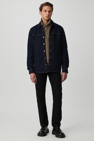 GRIMELANGE Borna Erkek Rinse Denim Rahat Geniş Kesim Ceket Görünümlü Lacivert Ceket Lacivert
