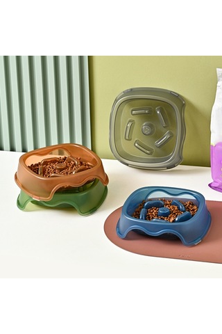 Sones Kare Işık Şeffaf Slow Food Evcil Hayvan Mama Kabı Köpek Maması Kedi Mama Kasesi