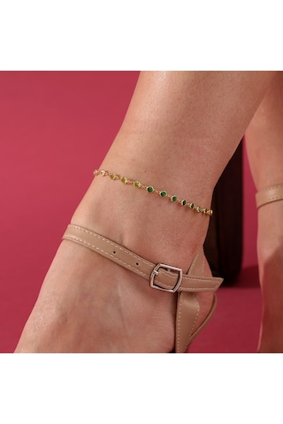 925 Ayar Gümüş Yeşil Renk Geçişli Tamtur Hal Hal Gold