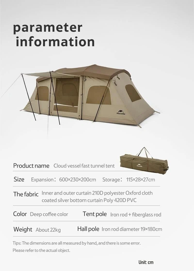 Naturehike Glamping Vessel 4 Kişilik Çadır Bej