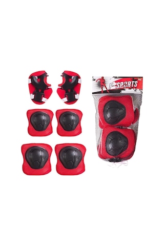 Kask Dizlik Dirseklik Koruyucu Set Paten Scooter Kay Kay Koruyucu Set Kırmızı