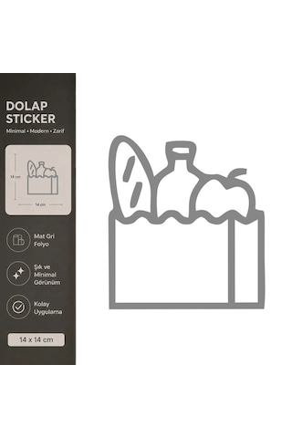 Market Ürünleri Mat Gri Dekoratif Folyo Sticker 14x14 Cm