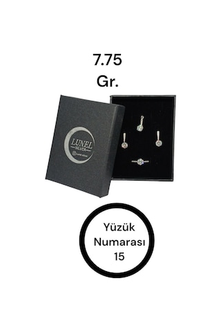 Tek Taşlı Gümüş Takı Seti 925 Ayar, Şık Ve Zarif Kadın Aksesuar Seti Gümüş