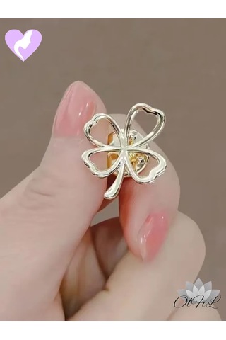 Olfil Broş-mini Yonca Işıl Işıl Minimalist Tarz 191651060 Altın Rengi