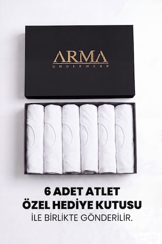 Arma Yıldız Erkek Premium %100 Pamuk Beyaz Atlet 6'lı Özel Hediye Kutulu Damat Bohçası Çeyiz Seti