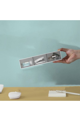 Anjiexun Çok Çerçeveli Masaüstü Çekmece Saklama Kutusu Kozmetik Kırtasiye Rafı Beyaz