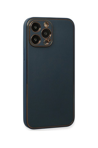 Cosmotex Newface Apple iPhone Uyumlu 13 Pro Kılıf Coco Deri Silikon Kapak - Mavi