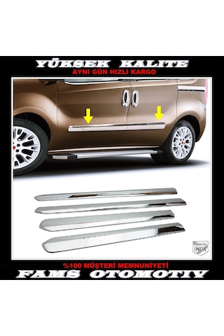 Fiat Doblo Krom Yan Kapı Çıtası 4 Kapı 2010-2022 P. Çelik