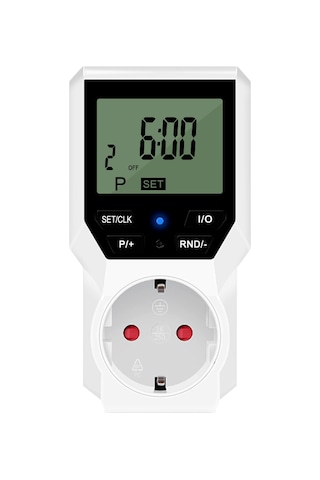 Yuntech01 Akıllı Zamanlayıcı Prizi 16a/3680w - 10 Grup Zaman Ayarı, Dijital Ekran, Enerji Tasarrufu, Avrupa Standartı, Dahili Li-pil