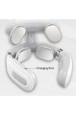 Tongxida Dört Kafalı Servikal Masaj Aleti, Beyaz, Usb Şarj Edilebilir, İyi Sağlık İçin Kullanılır Beyaz