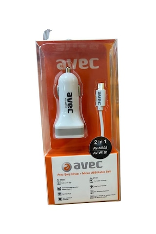 Avec Av-m631+av-w101 Çakmaklık Araç Şarj Seti Micro Usb Kablolu