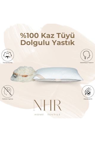 %100 Kaz Tüyü Dolgulu, %30 Gıdık Uyku Yastığı / 50x70 1000gr / 1