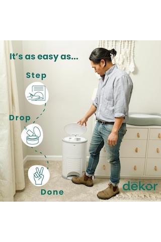 Diaper Dekor Eko Classic Bebek Bezi Kovası, Beyaz / Sadece Çevre Dostu Bebek Bezi Kovası%70 Geri Dönüştürülmüş Diğer