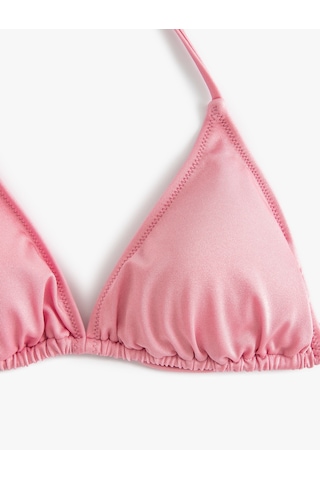 Koton Üçgen Bikini Üstü İnce Askılı Boyundan Bağlamalı Pembe 4sak10203mm Gül
