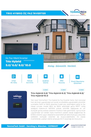 Tommatech Trio Hybrid 10.0kw D-e Üç Faz İnverter