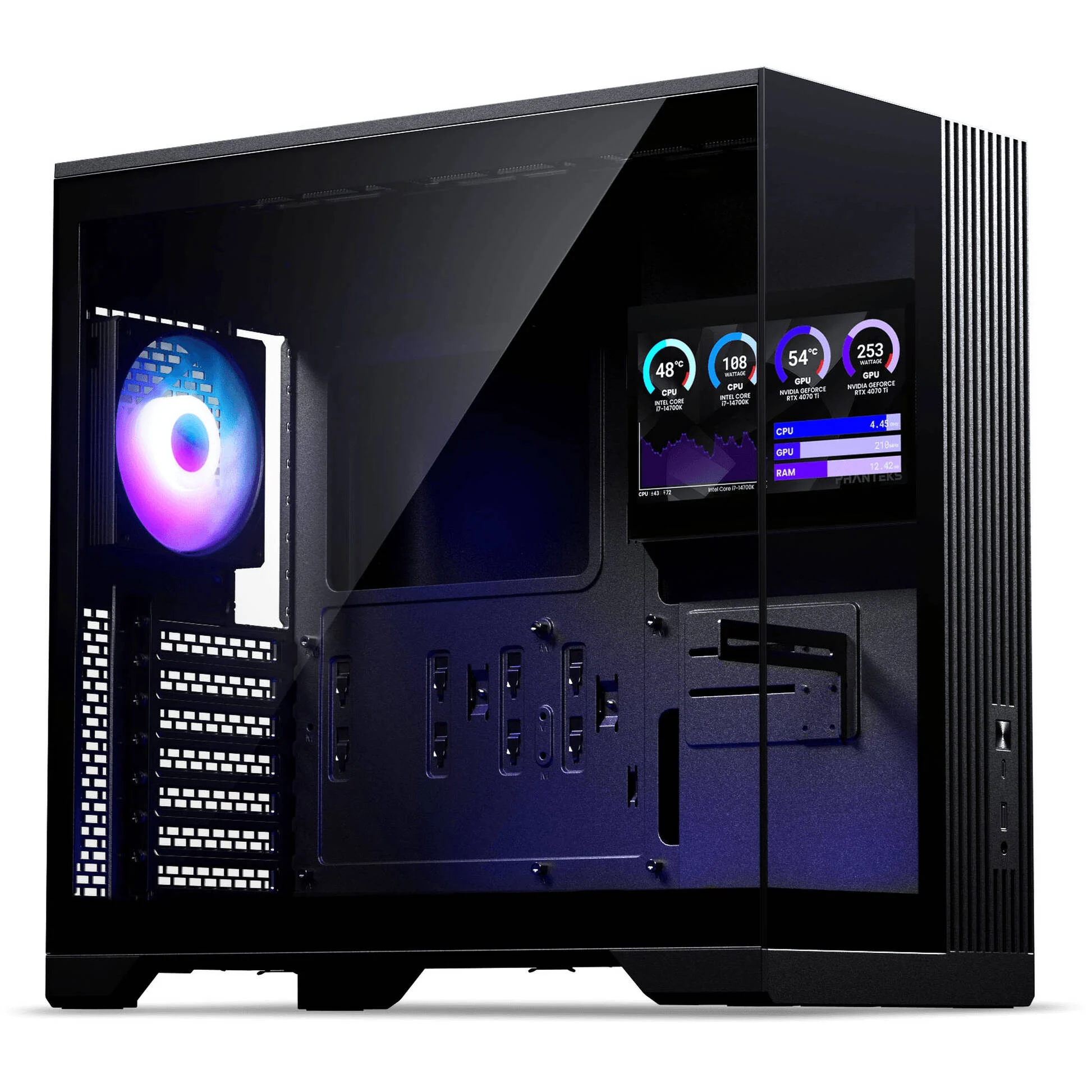 Phanteks Xt V5 Lcd Bilgisayar Kasası, Midi-tower, 4x Argb Fan Atx, 7 Inç Lcd, Temperli Cam - Siyah