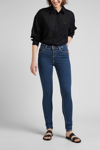 Lee Foreverfit Skinny Fit Dar Kesim Yüksek Bel Çok Dar Paça Lacivert Kadın Esnek Jean Denim Kot Pantolon L32SOVWD Lacivert