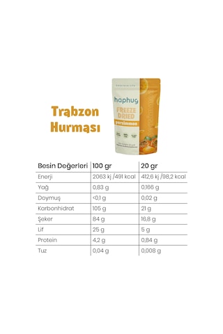 10'lu Paket Freeze Dried Trabzon Hurması - Dondurularak Kurutulmuş Trabzon Hurması 30g X 10 1 Adet