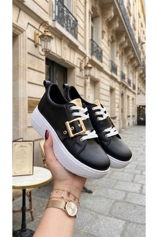 Marina Rosse Lusi Kemer Gold Detaylı Günlük Ortopedik Sneaker Siyah