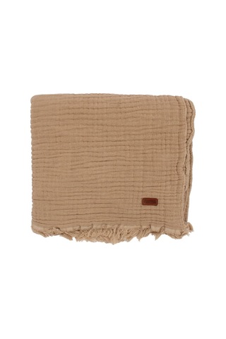 Unisex Kahve Püsküllü 4 Kat Battaniye 80x120 Çok Renkli