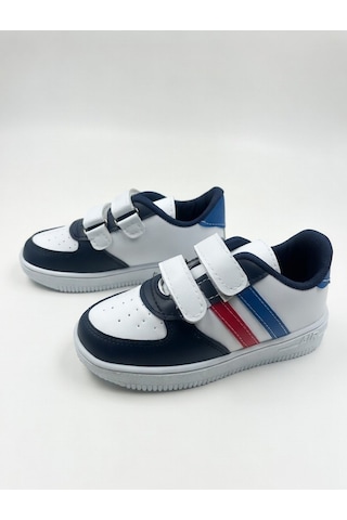 Günlük Kız Erkek Çocuk Spor Ayakkabı Sneaker Cırtlı Çift Şeritli Rahat Hafif Zl001 Lacivert-kırmızı