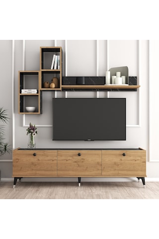 MOXEN MT2 MİRA DUVAR RAFLI TV SEHPASI - KİTAPLIKLI TV ÜNİTESİ