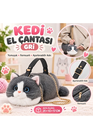 NessiWorld Kedi El Çantası Gri