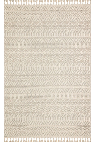 Soho Sh 14 Beige Hav Vermeyen Özel Ipler Ile Üretilen Etnik Örgü Desenlere Sahip Makine Halısı