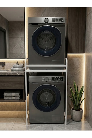 Çamaşır Makinesi Dolabı Raf Metal Düzenleyici Organizer 2 Katlı Banyo Rafı Çok Amaçlı Dolap 261 Çok Renkli