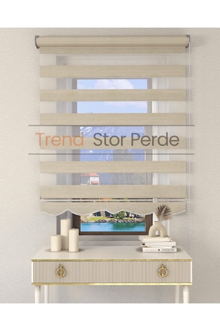 Sütlü Kahve Etek Dilimli Zebra Stor Güneşlik Perde Kırık Sütlü Kahve