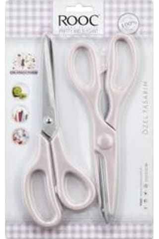 Premium Serisi Ergonomik Saplı Çelik Gıdaya Temasa Uygun 2'li Mutfak Makası, Pembe
