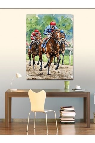 Kanvas Tablo At Yarışı Ve Hızın Coşkusu 50cmx70cm