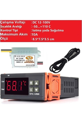 Stc-1000 Dc12-100v 10a Güneş Paneli Termostatı