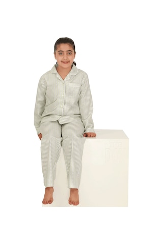 The Don Açık Yeşil Çizgili Desenli Kız Çocuk Pijama Takımı (9-14